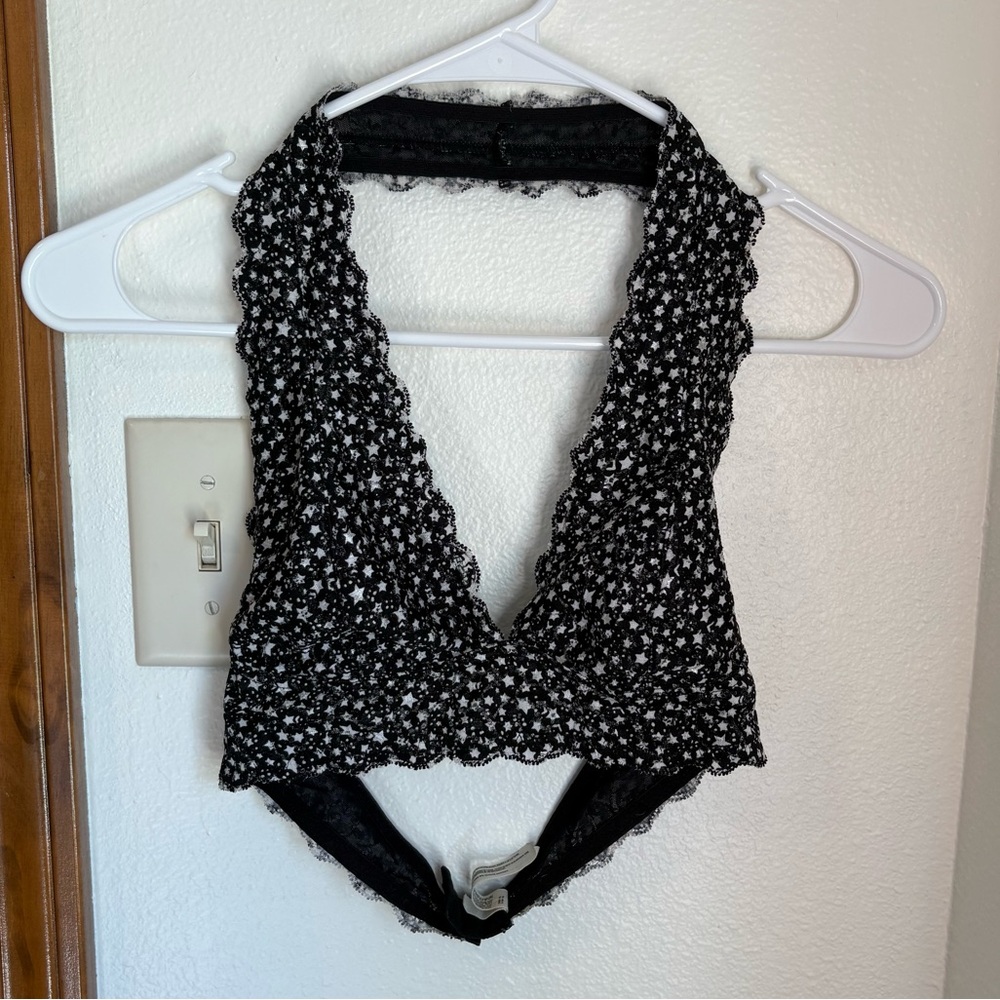 Free People Intimately Black and White Star Lace Bralette S